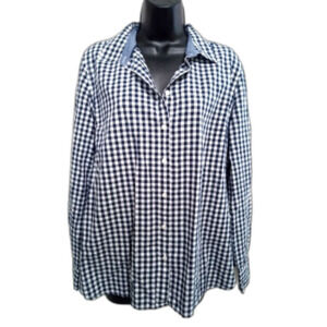 Timmy Hilfiger Women's Shirt Large Button Down Black/White Checkered Casual Top